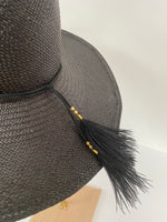 wide brimmed Panama black hat