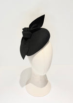 Black felt mourning hat winter occasion hat felt with bow
