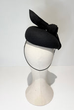 Black felt fascinator with bow for wedding funeral mourning 