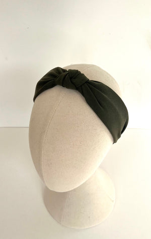 Khaki green knotted headband