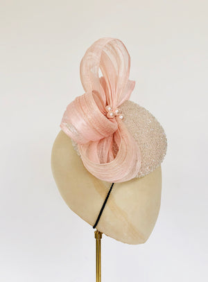 blush pink fascinator hat for wedding guest mnother of the bride royal ascot