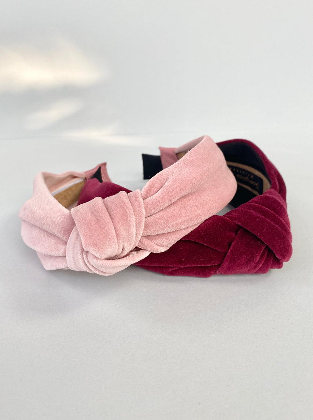 cotton velvet knot headband pink, burgundy, red, black, navy