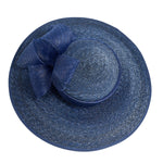navy blue wide brimmed boater hat for wedding guest royal ascot