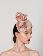 blush pink pillbox fascinator hat, perfect for wedding guest or royal ascot