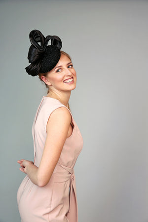 black beaded crystal fascinator hat royal ascot mother of the bride