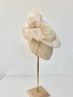 ivory mother of the bride hat with bow loops 