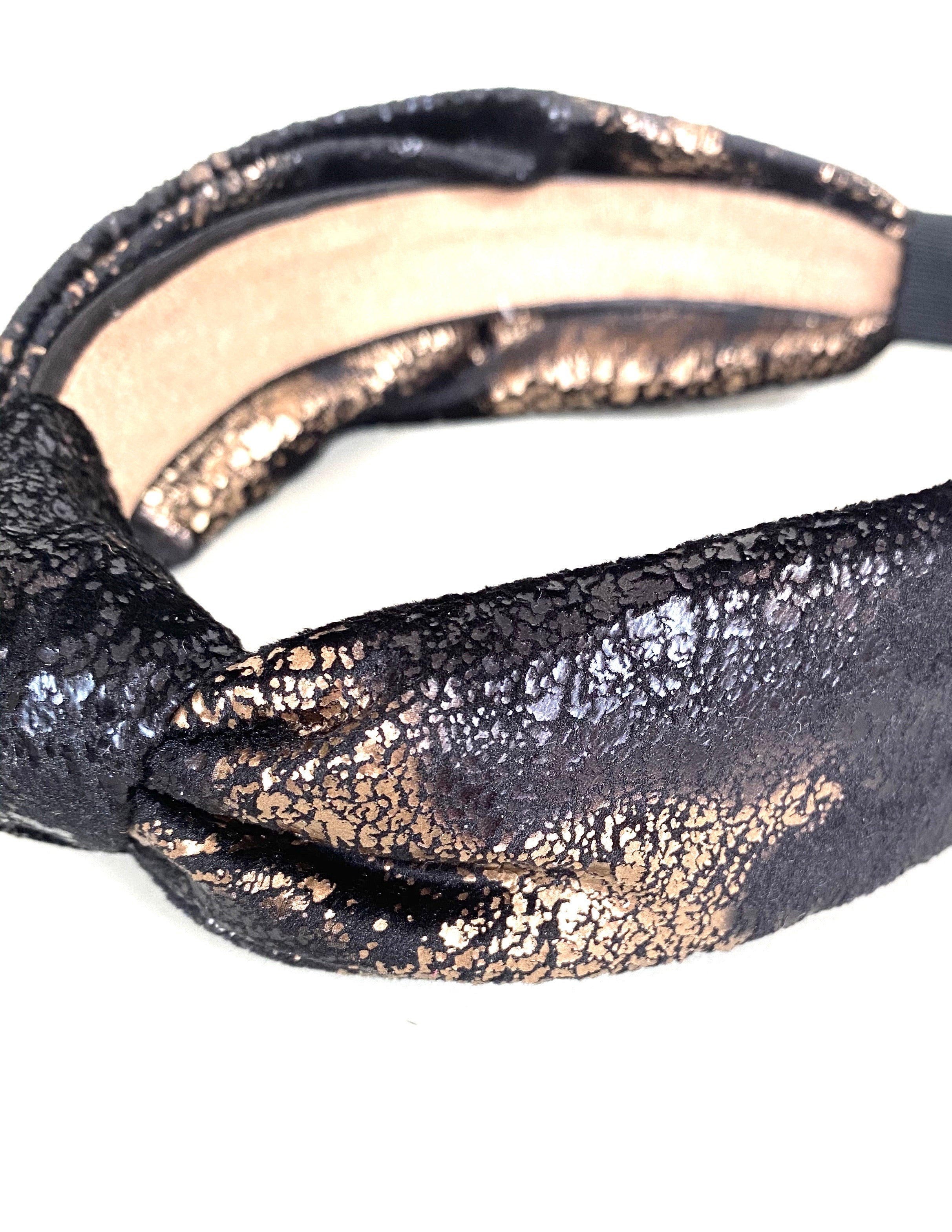 Gold & Black Marble Velvet Knot Headband