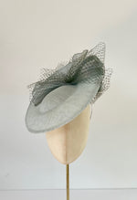 duck egg, sage green saucer disc hat for wedding.  suitable for mother of the bride