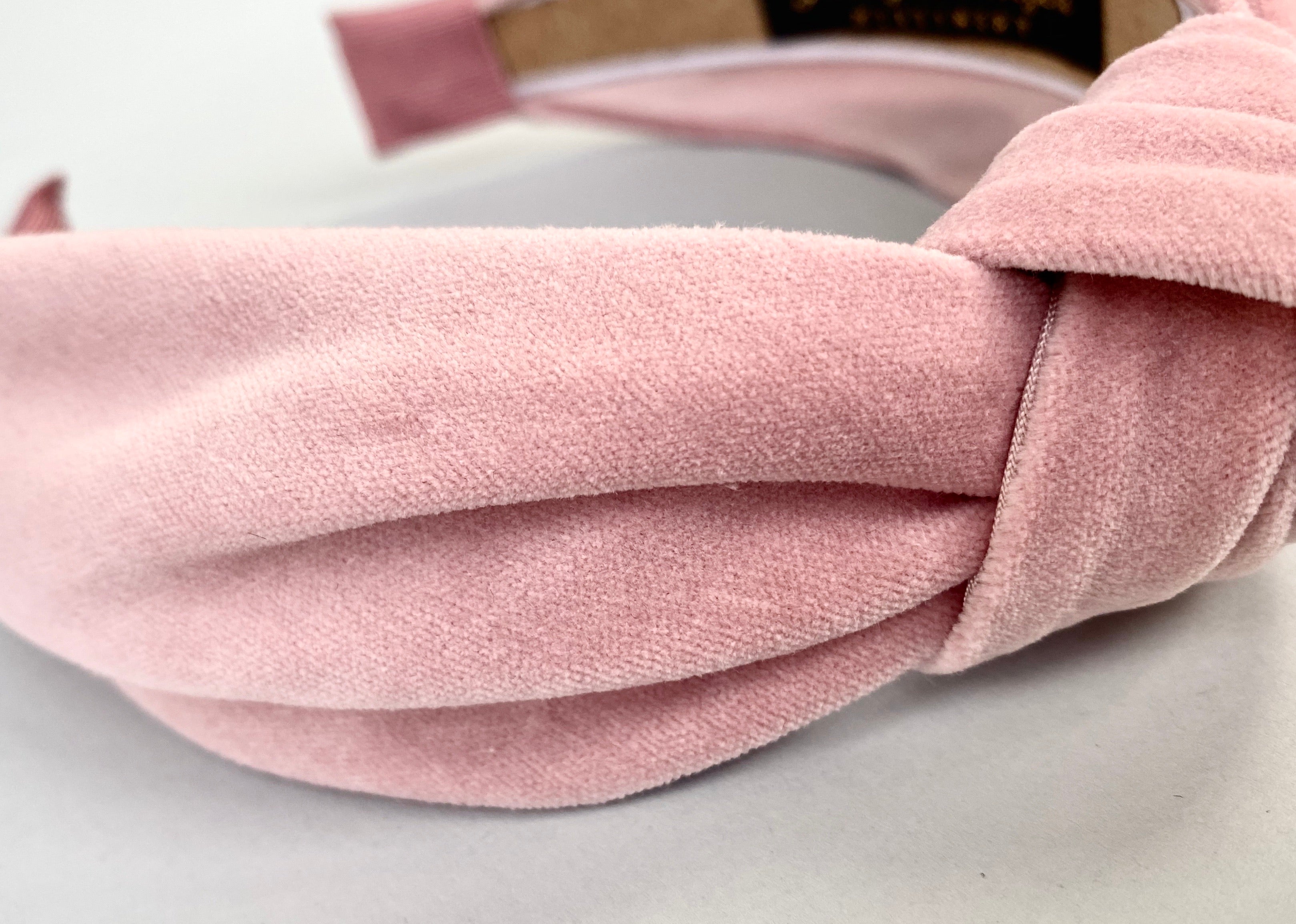 dusky pink velvet knot headband