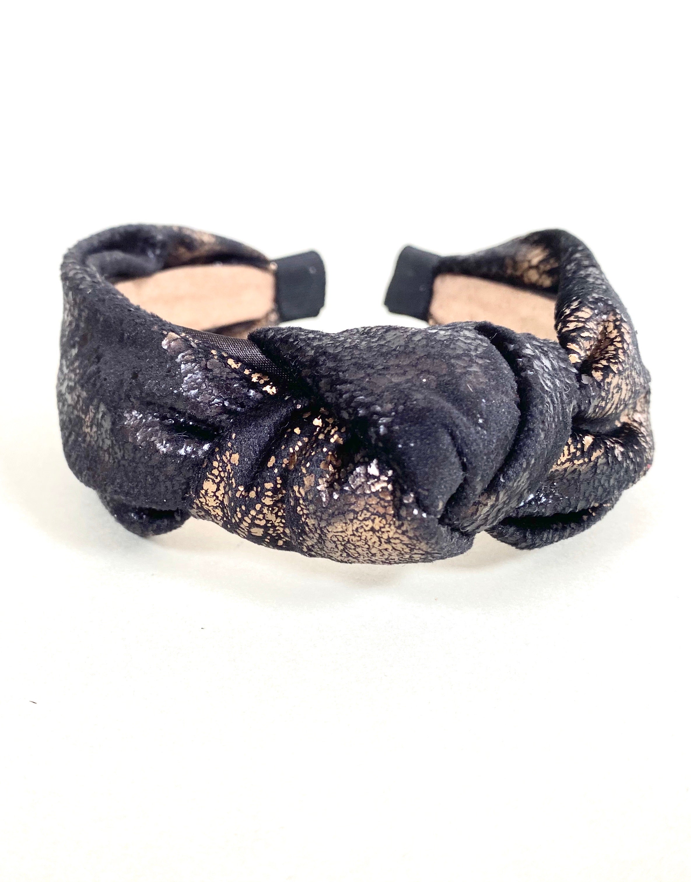 Gold & Black Marble Velvet Knot Headband
