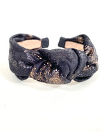 Gold & Black Marble Velvet Knot Headband