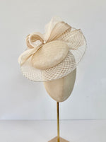 ivory disc hat for weddings, mother of the bride, Royal Ascot