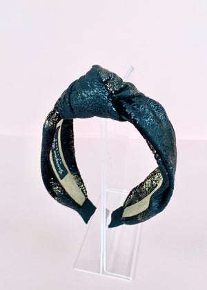 Gold & Black Marble Velvet Knot Headband