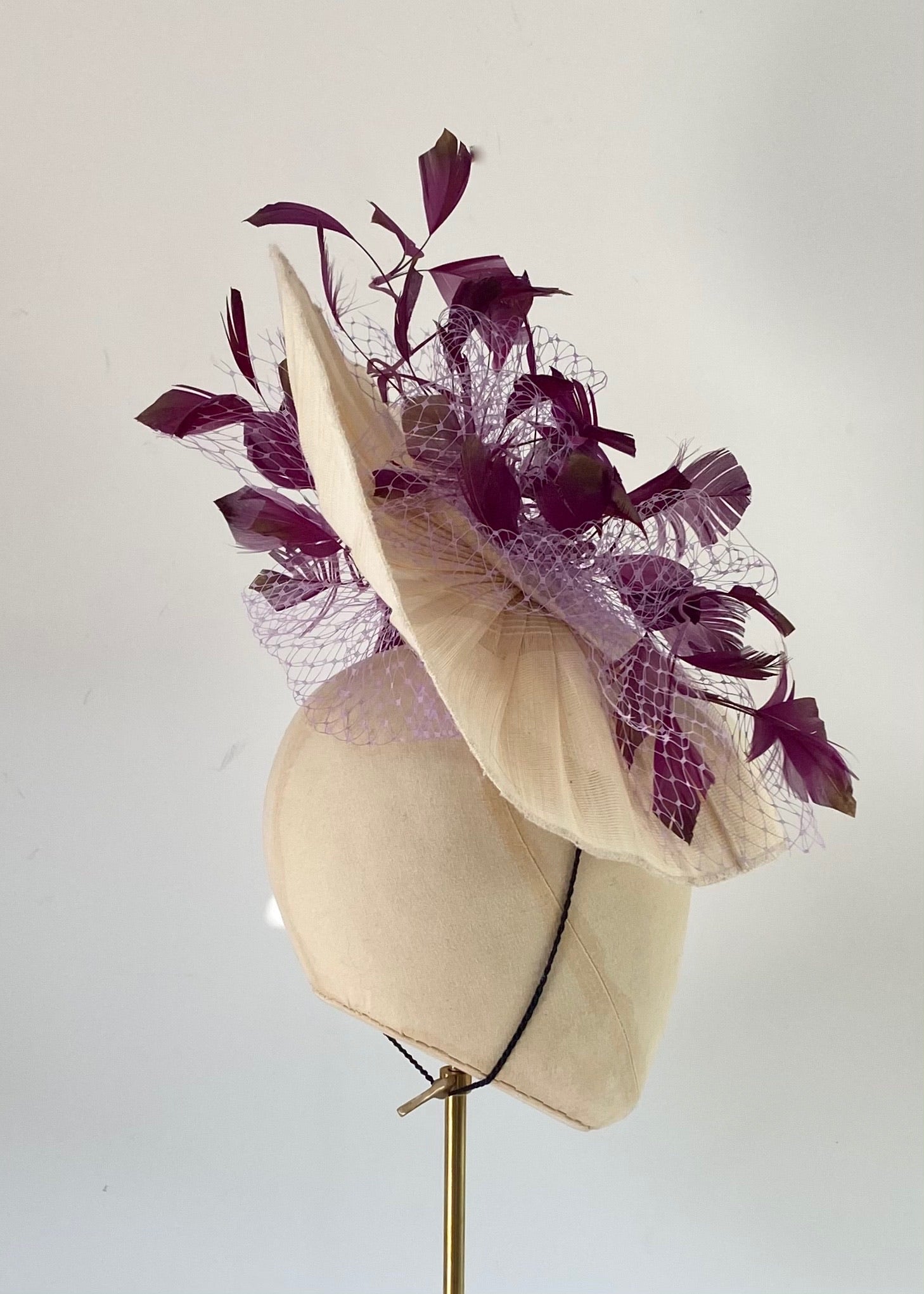 ivory disc hat for royal ascot - saucer disc fascinator style