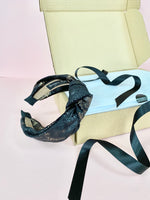Gold & Black Marble Velvet Knot Headband