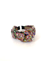 sequin large knotted turban headband - multicoloured