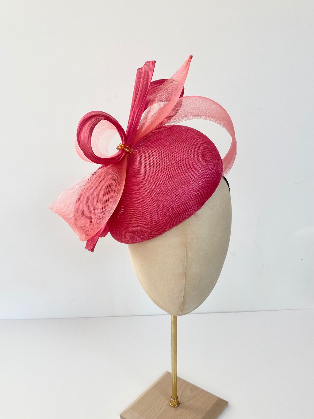 Fuchsia cocktail teardrop hat fascinator for wedding - mother of the bride hat