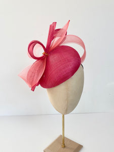 Fuchsia cocktail teardrop hat fascinator for wedding - mother of the bride hat