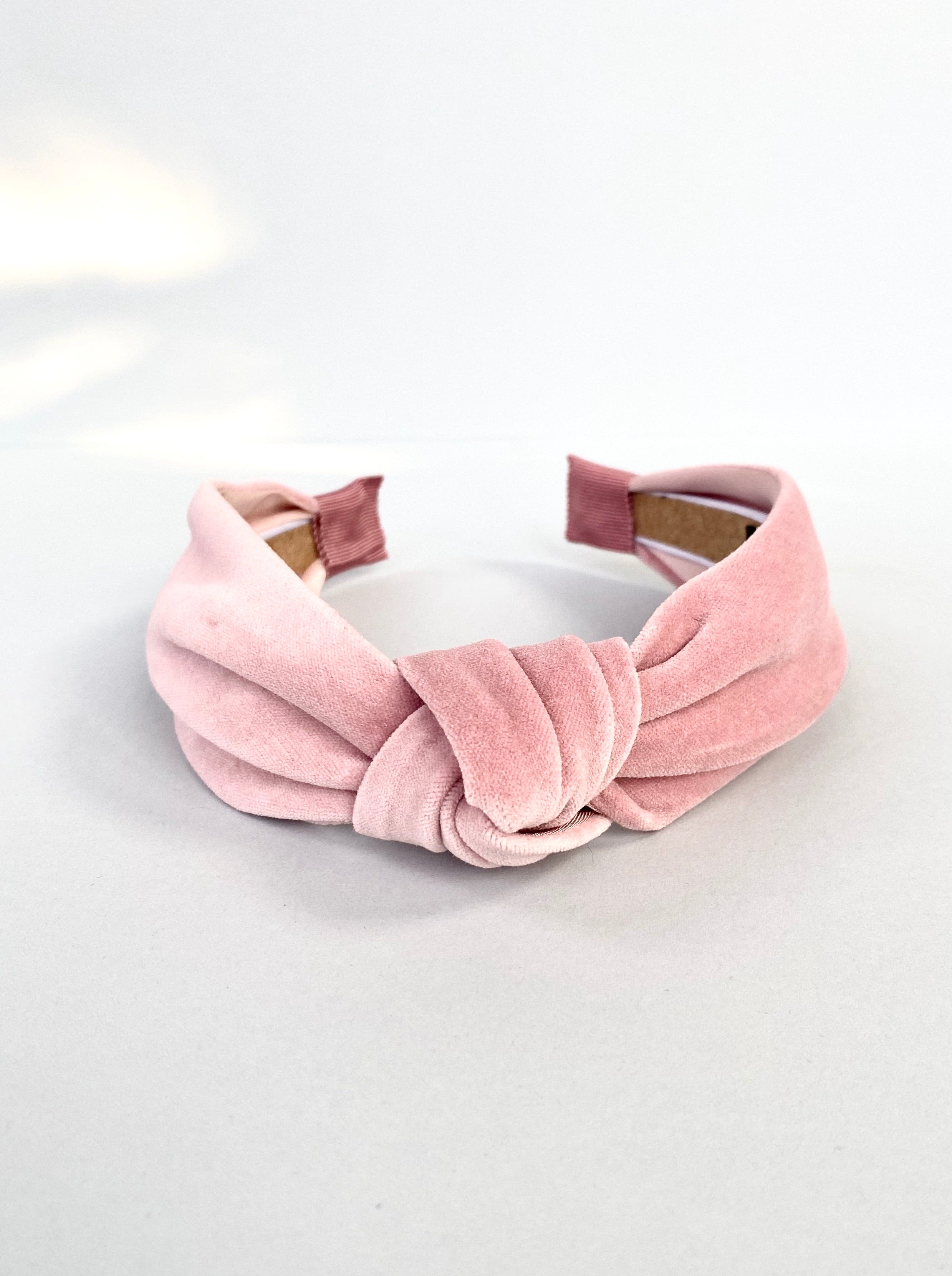 dusky pink knotted velvet headband