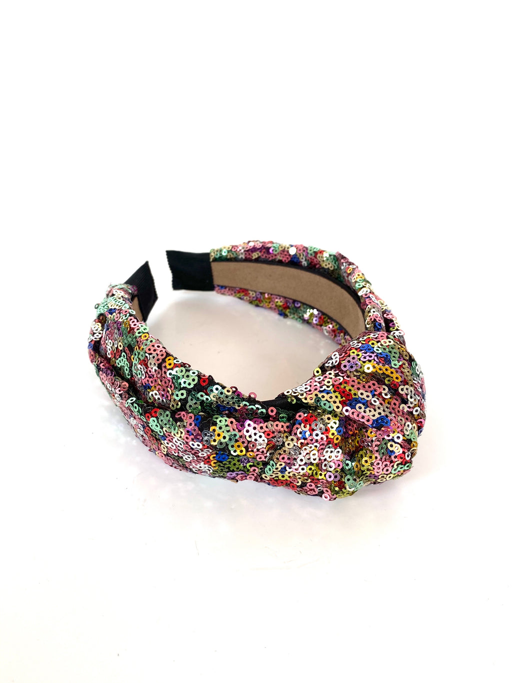 sequin large knotted turban headband - multicoloured