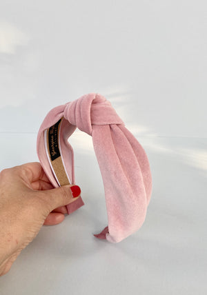 dusky pink knot velvet headband