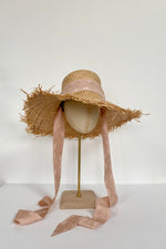 raffia sun hat with ribbon tie